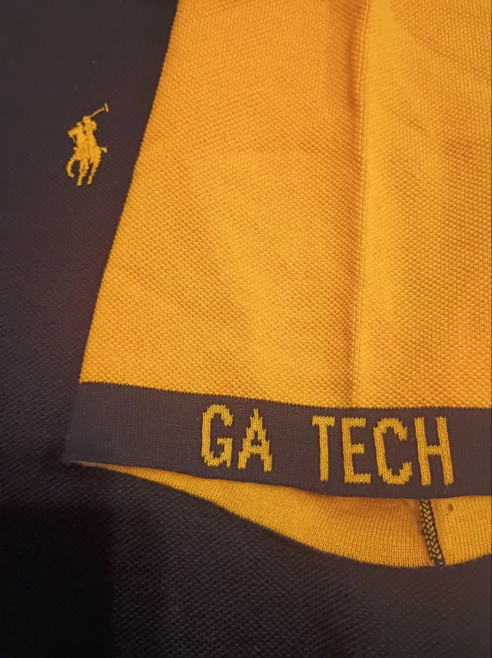 VTG Ralph Lauren Men's Custom Navy‎ and Yellow Colorblock Polo GT Sz XXL